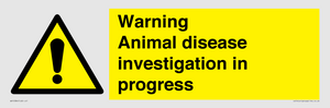 Warning Animal disease investigation in progress